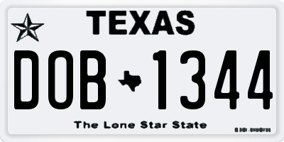 TX license plate DOB1344
