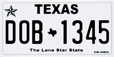 TX license plate DOB1345