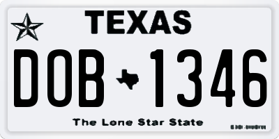 TX license plate DOB1346