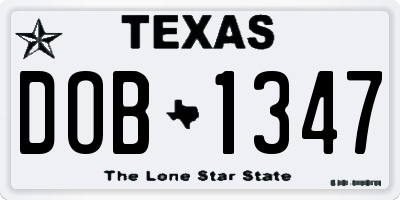 TX license plate DOB1347