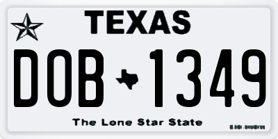 TX license plate DOB1349