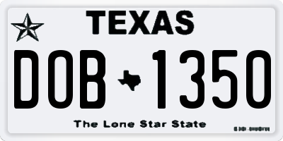 TX license plate DOB1350