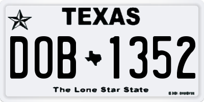 TX license plate DOB1352