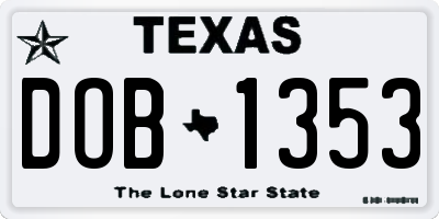 TX license plate DOB1353