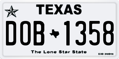 TX license plate DOB1358