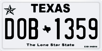 TX license plate DOB1359