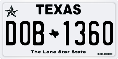 TX license plate DOB1360