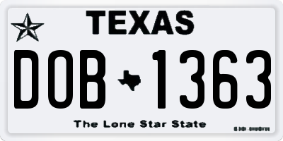 TX license plate DOB1363