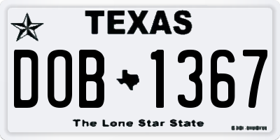 TX license plate DOB1367