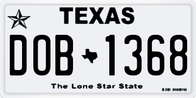 TX license plate DOB1368