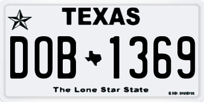 TX license plate DOB1369