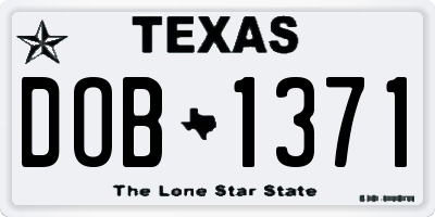 TX license plate DOB1371