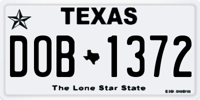 TX license plate DOB1372