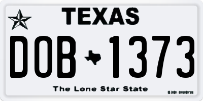 TX license plate DOB1373