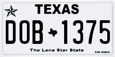 TX license plate DOB1375