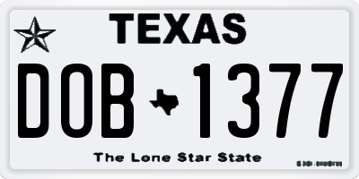 TX license plate DOB1377