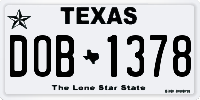 TX license plate DOB1378
