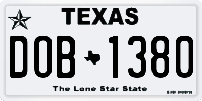 TX license plate DOB1380