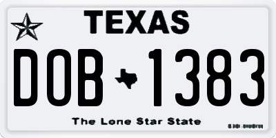 TX license plate DOB1383