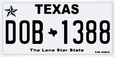 TX license plate DOB1388