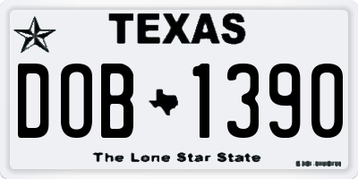 TX license plate DOB1390