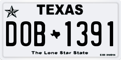 TX license plate DOB1391