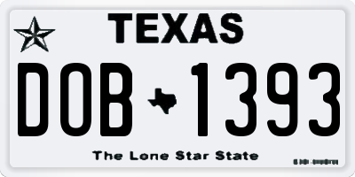 TX license plate DOB1393