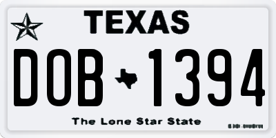 TX license plate DOB1394
