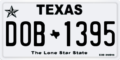 TX license plate DOB1395