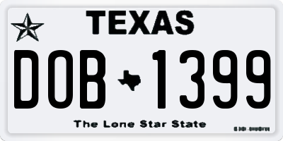 TX license plate DOB1399