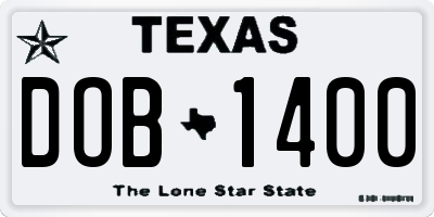 TX license plate DOB1400
