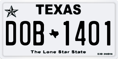 TX license plate DOB1401