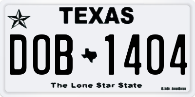 TX license plate DOB1404