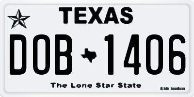 TX license plate DOB1406