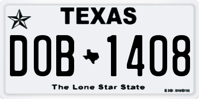 TX license plate DOB1408
