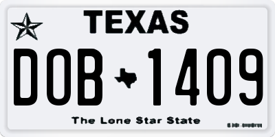 TX license plate DOB1409