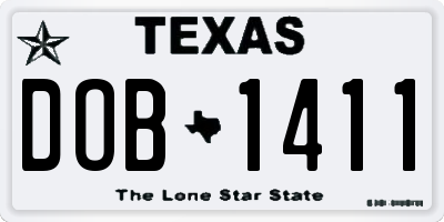 TX license plate DOB1411