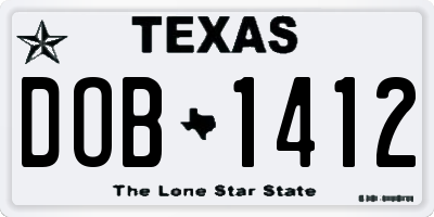 TX license plate DOB1412