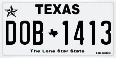 TX license plate DOB1413