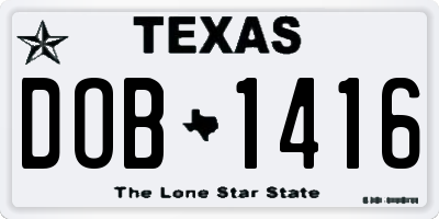 TX license plate DOB1416