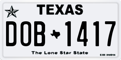 TX license plate DOB1417