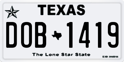 TX license plate DOB1419