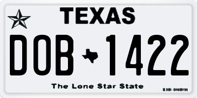TX license plate DOB1422