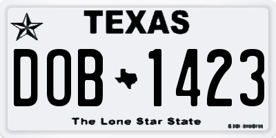 TX license plate DOB1423