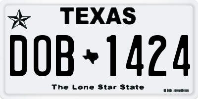 TX license plate DOB1424