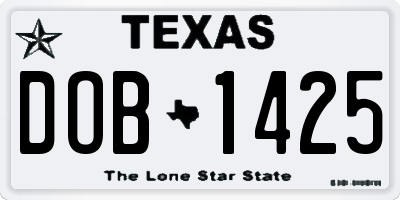 TX license plate DOB1425