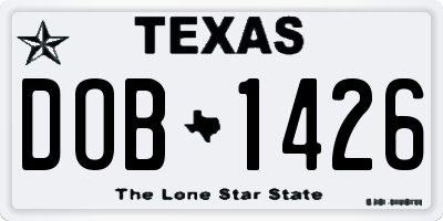 TX license plate DOB1426