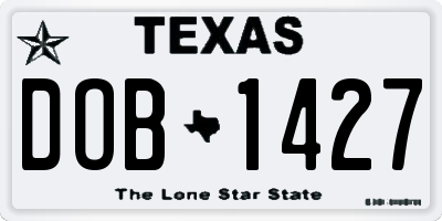 TX license plate DOB1427