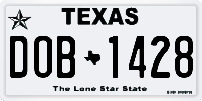 TX license plate DOB1428