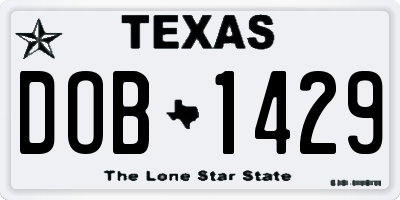 TX license plate DOB1429